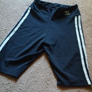 Adidas Black Shorts with White Stripes